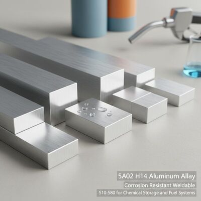 Barra quadrata in lega di alluminio 5A02 H14 - S10-S80 saldabile resistente alla corrosione per sistemi di stoccaggio chimico e di carburante
