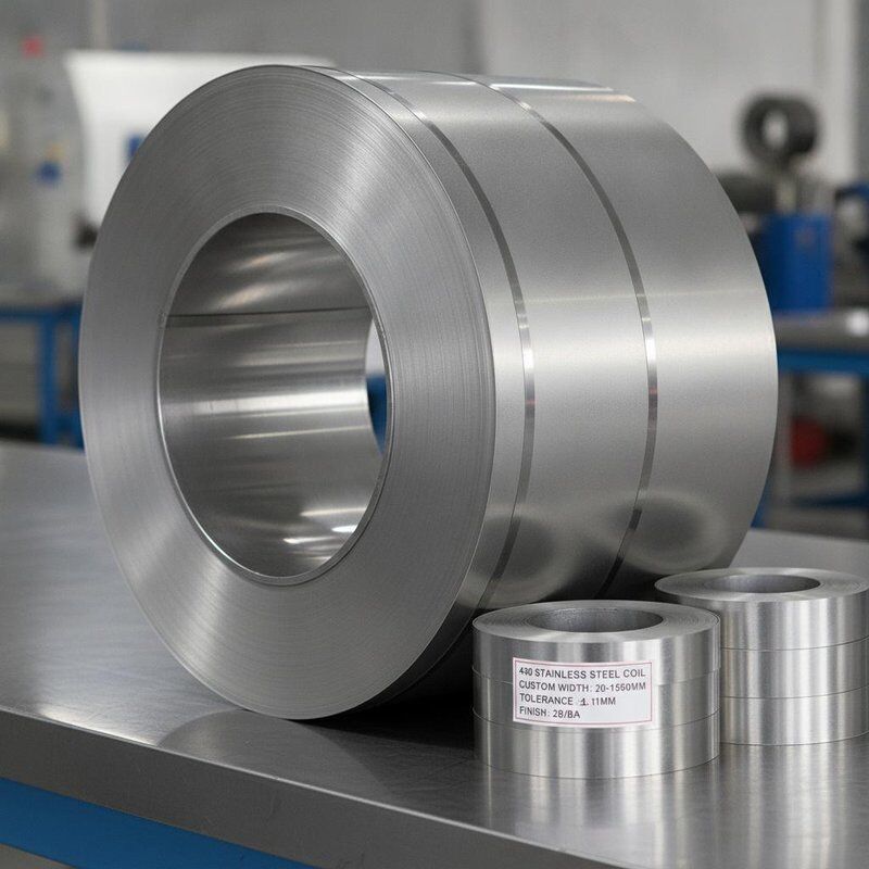 430 bobina in acciaio inossidabile con larghezza personalizzata da 20 mm a 1500 mm, tolleranza ± 0,05 mm e bordo di fessura senza fessura